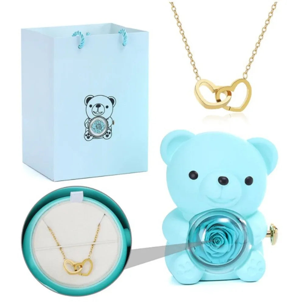 Roslune Bear & Engraved Necklace