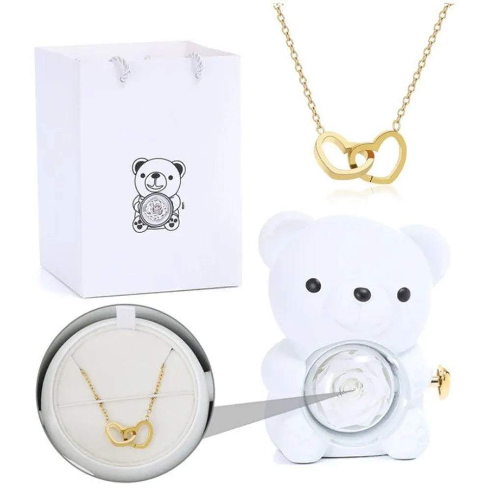 Roslune Bear & Engraved Necklace